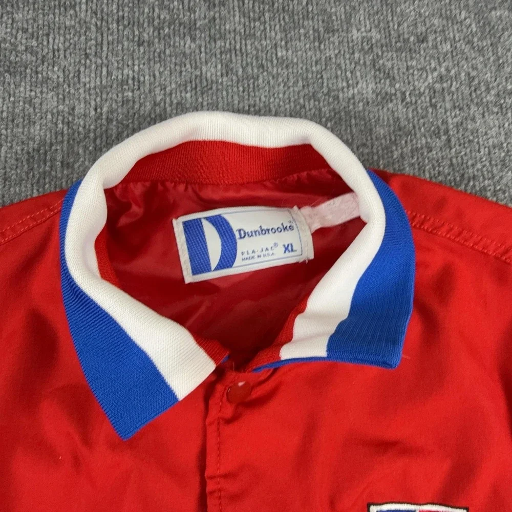 Vintage Dunbrooke Jacket Mens XL Red Nylon Hill's Logo PLA-JAC Varsity USA